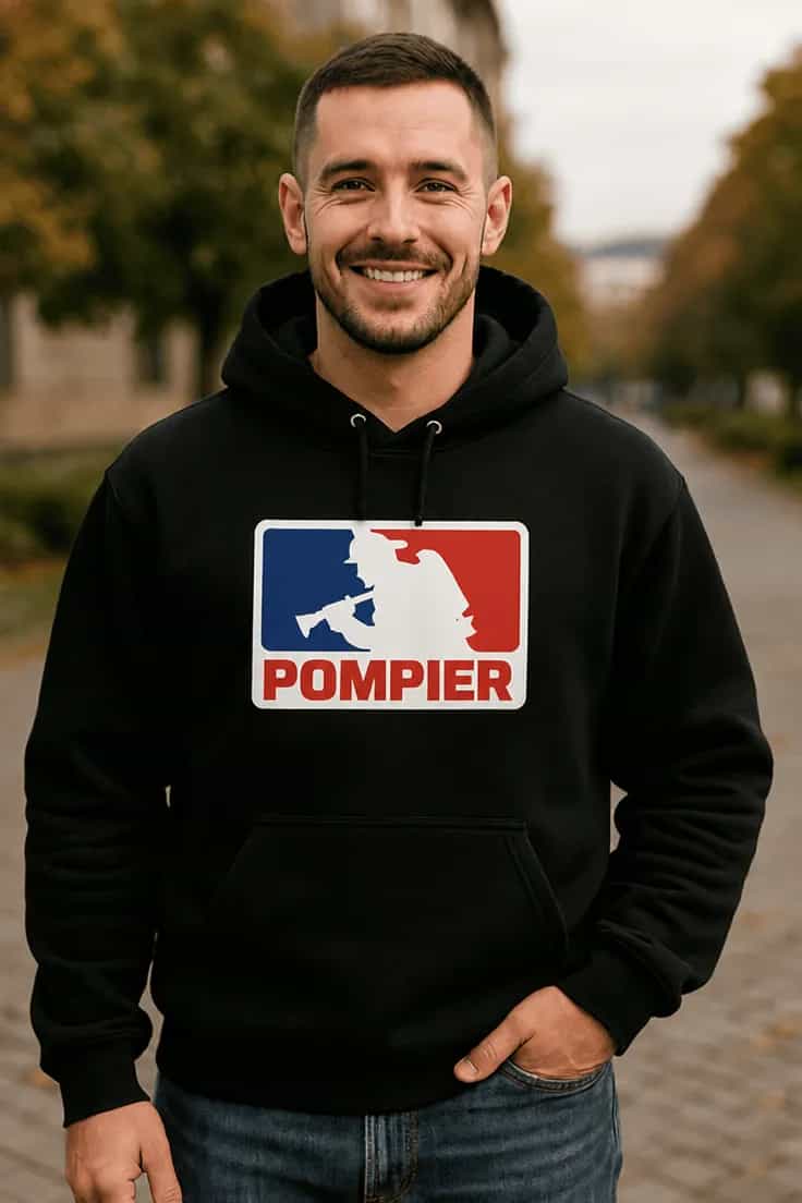 Bluză amuzantă pompier cu logo colorat POMPIER