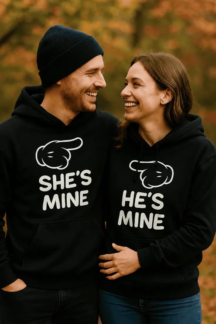 Bluză amuzantă set cuplu & SHE'S MINE HE'S MINE