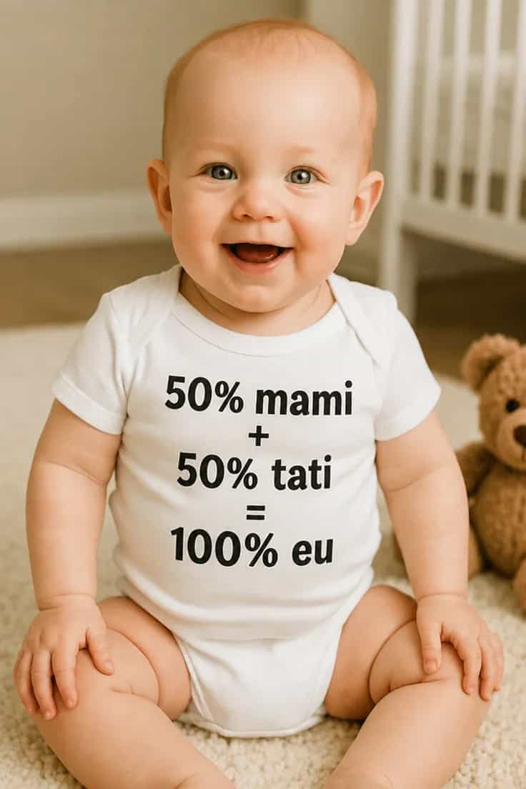 Body bebeluș 100% eu – 50% mami + 50% tati