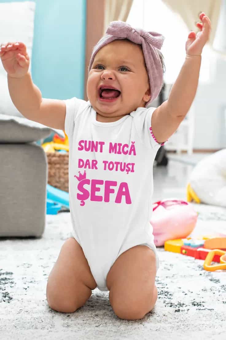 Body bebeluș Șefa cea mică – SUNT MICĂ DAR TOTUȘI