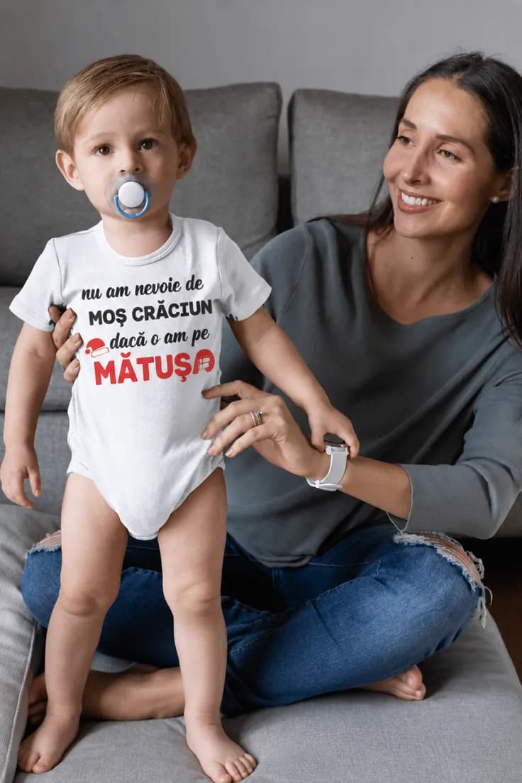 Body bebeluș Fără Moș Crăciun cu mătușa cu nume la alegere