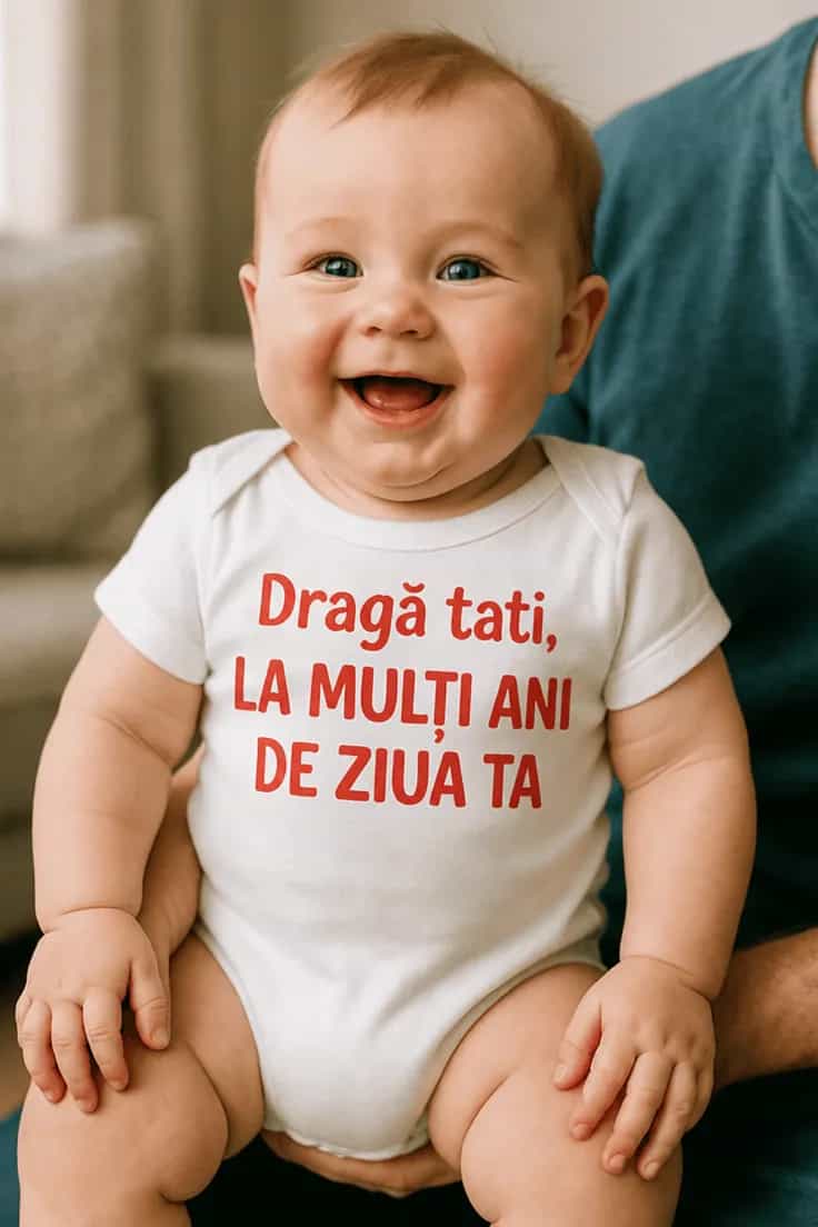 Body bebeluș La mulți ani tati cu inscripție la alegere