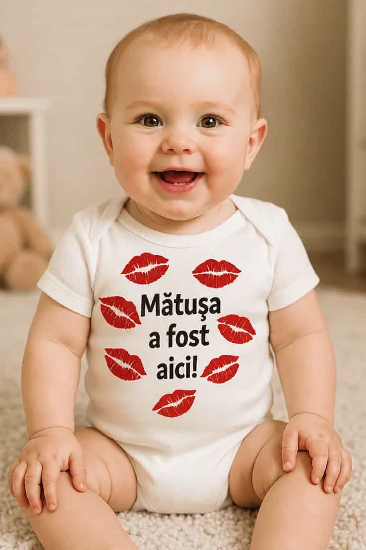 Body bebeluș Mătușa a fost aici cu inscripție la alegere