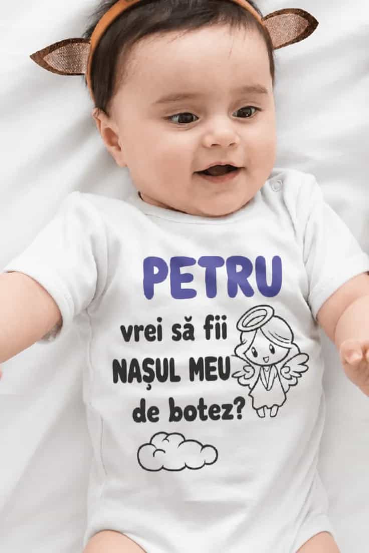 Body bebeluș Naș de botez cu nume personalizat