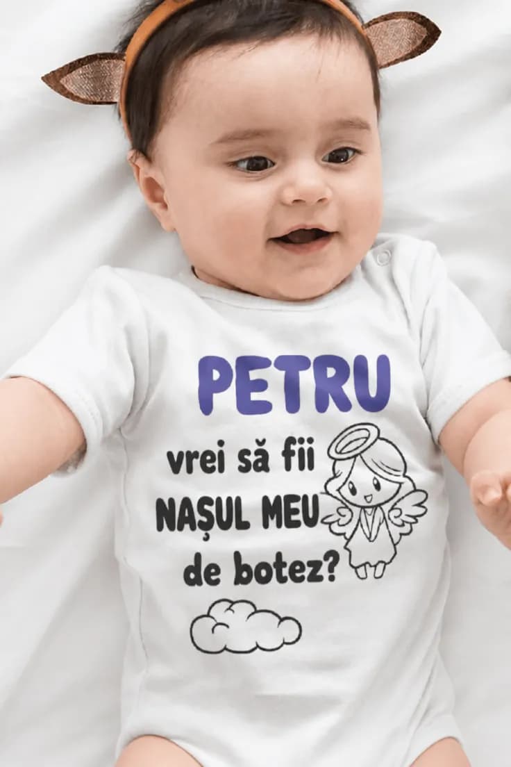 Body bebeluș Naș de botez cu nume personalizat