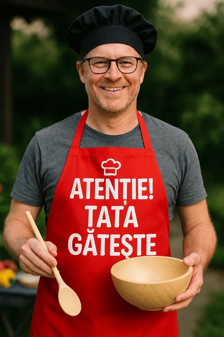 Șorț amuzant Atenție tata gătește - ATENȚIE!