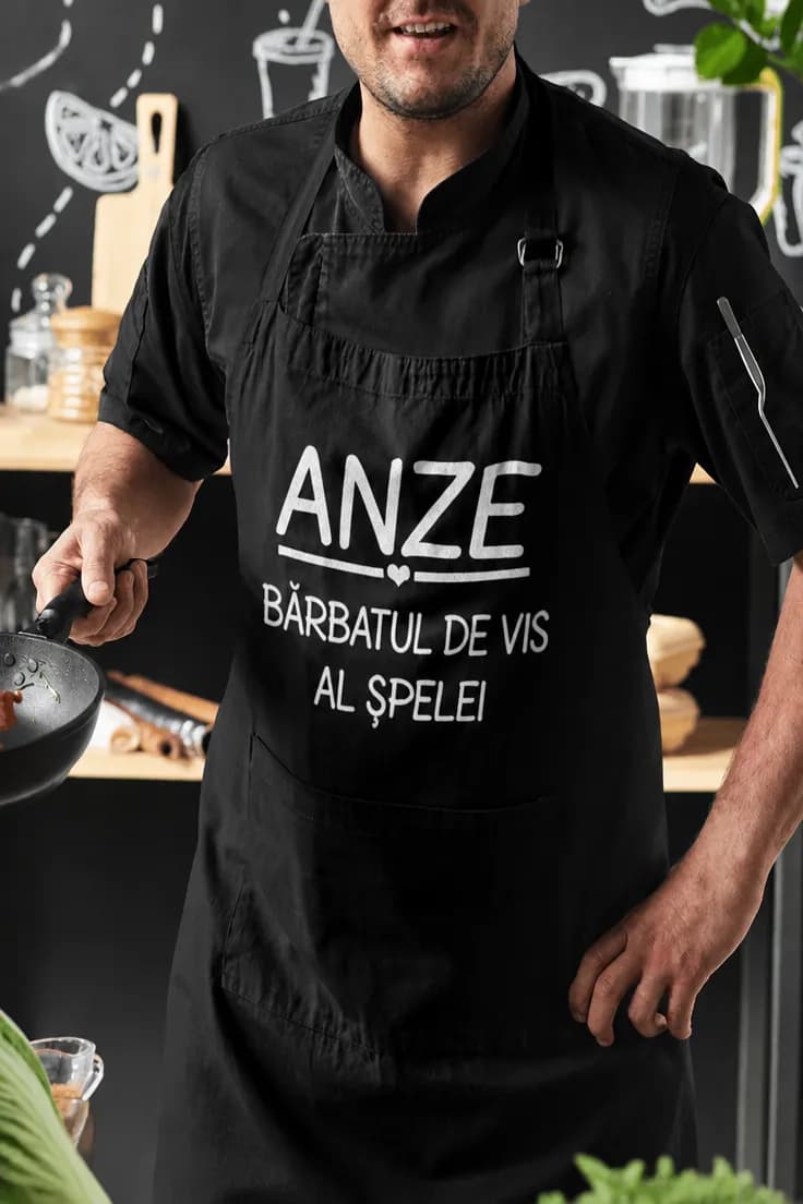 Șorț amuzant Bărbat de vis cu nume personalizat