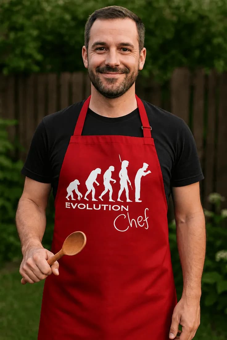 Șorț amuzant Evoluția bucătarului EVOLUTION Chef