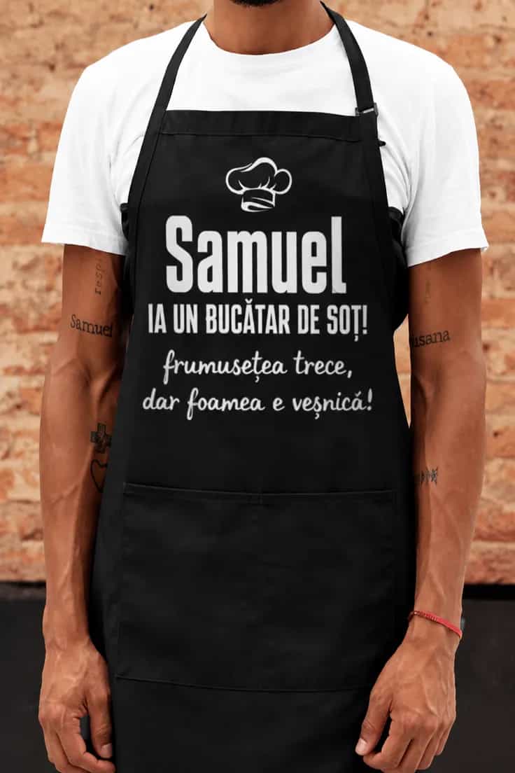Șorț amuzant Ia bucătar de soț cu nume personalizat