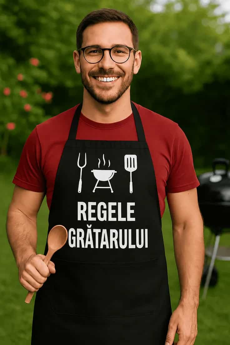 Șorț amuzant Regele grătarului – REGELE GRĂTARULUI