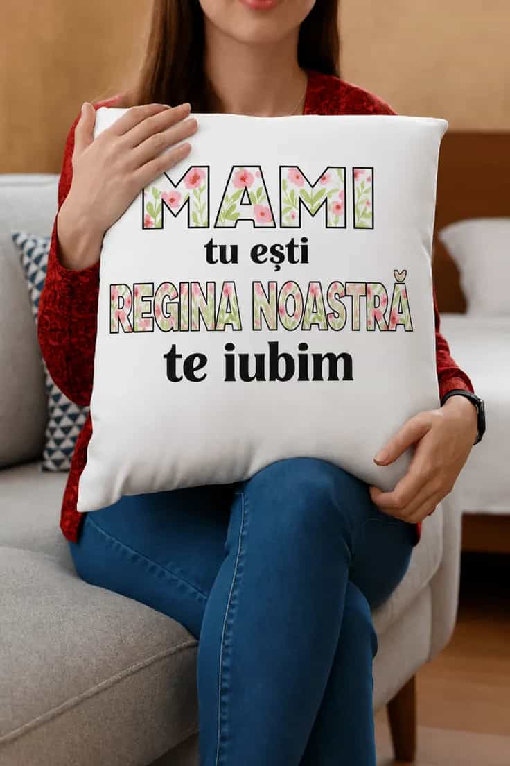 Pernă decorativă Mami regina noastră - te iubim