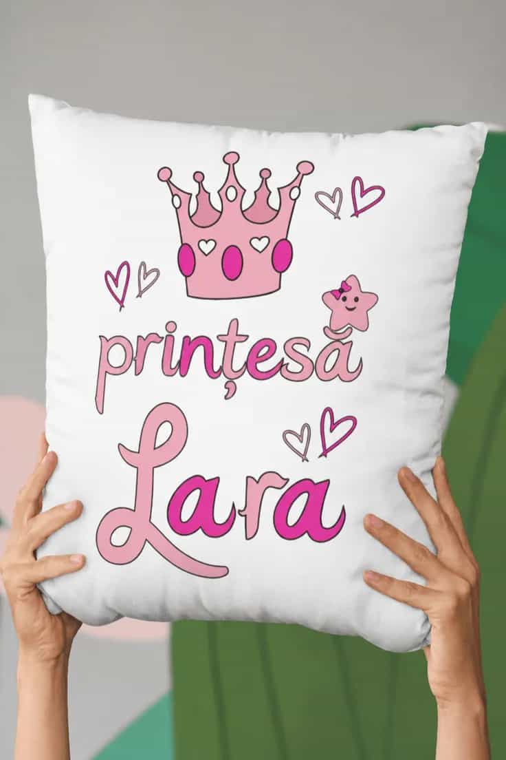 Pernă decorativă Prințesă cu nume personalizat