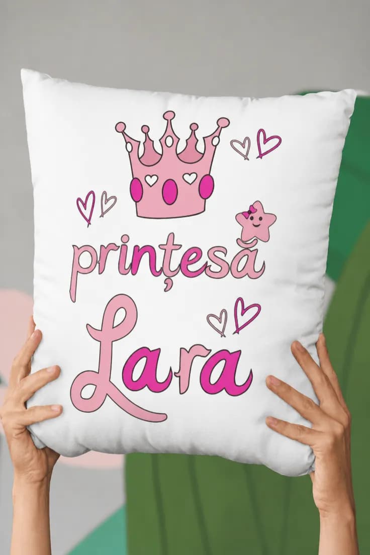 Pernă decorativă Prințesă cu nume personalizat
