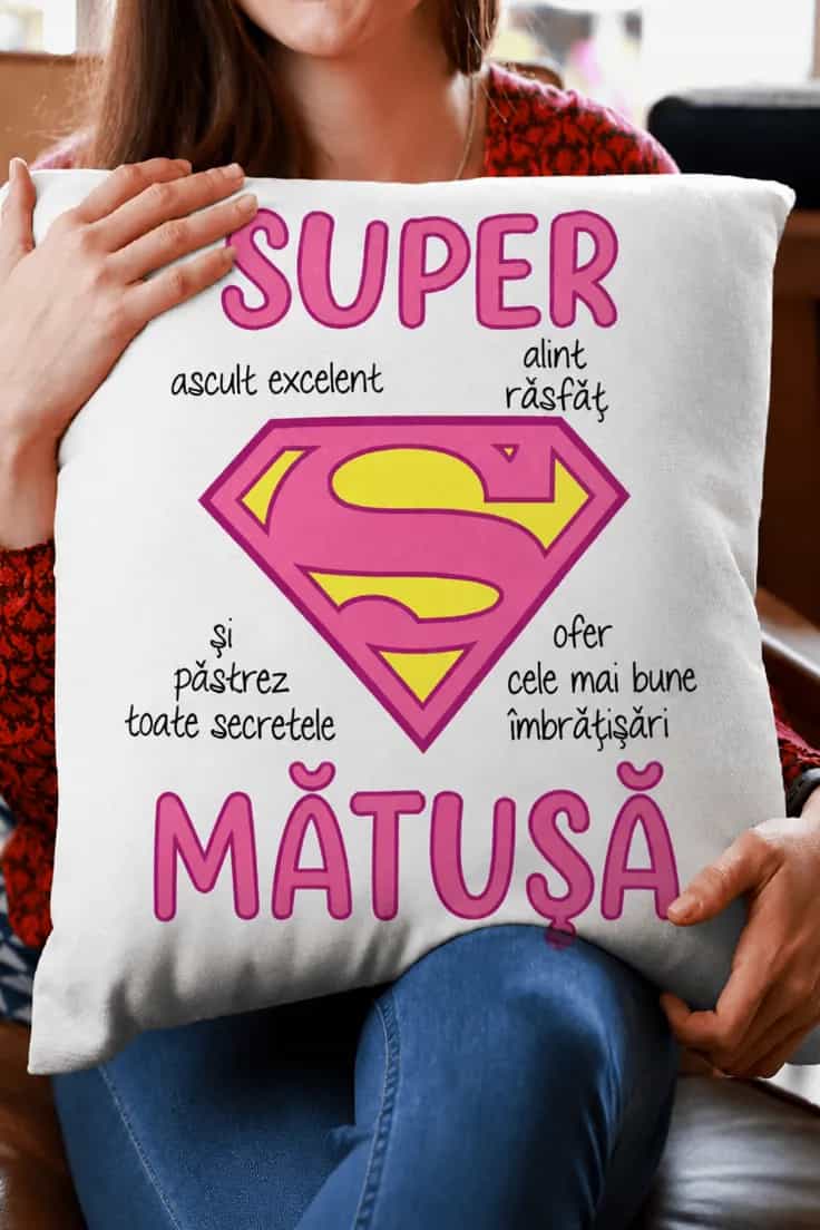 Pernă decorativă Super mătușă – SUPER MĂTUȘĂ