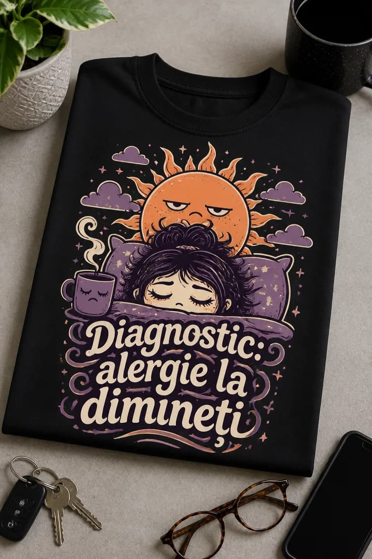 Tricou „Diagnostic: alergie la dimineți”