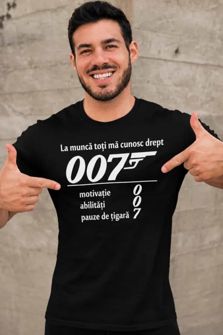 Tricou amuzant 007 la serviciu - La muncă toți mă