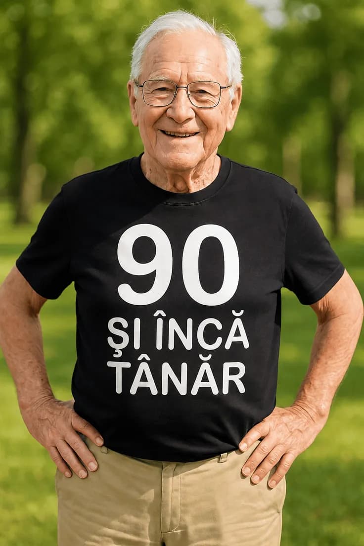 Tricou amuzant 90 de ani tinerețe | 90 ȘI ÎNCĂ TÂNĂR