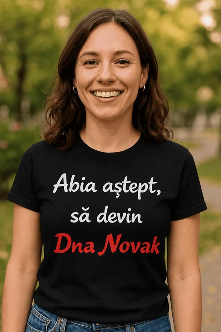 Tricou amuzant Abia aștept cu nume personalizat