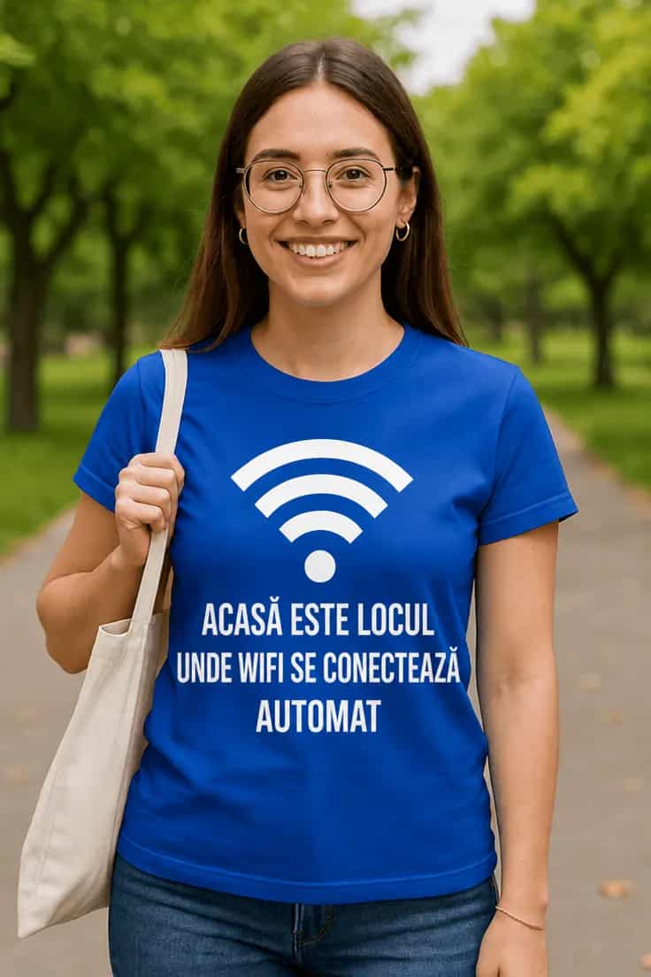 Tricou amuzant Acasă cu wifi automat
