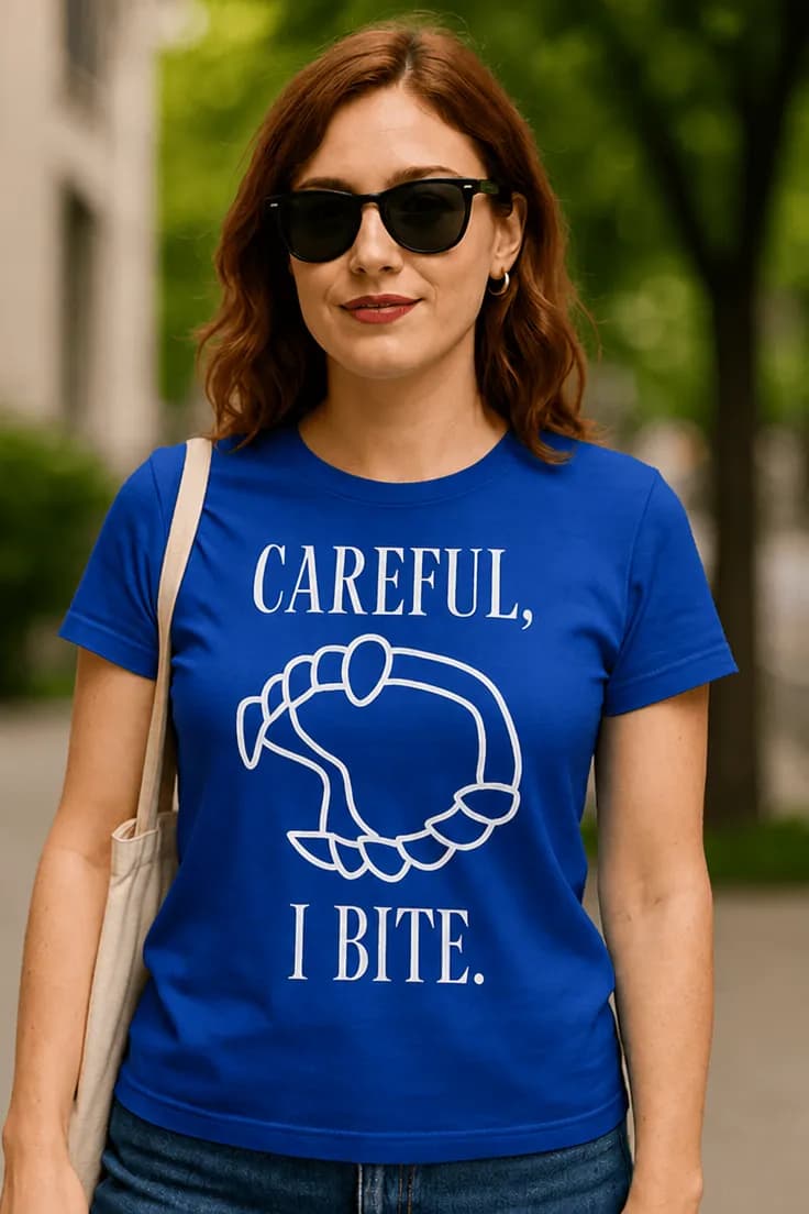 Tricou amuzant Ai grijă mușc CAREFUL, I BITE..