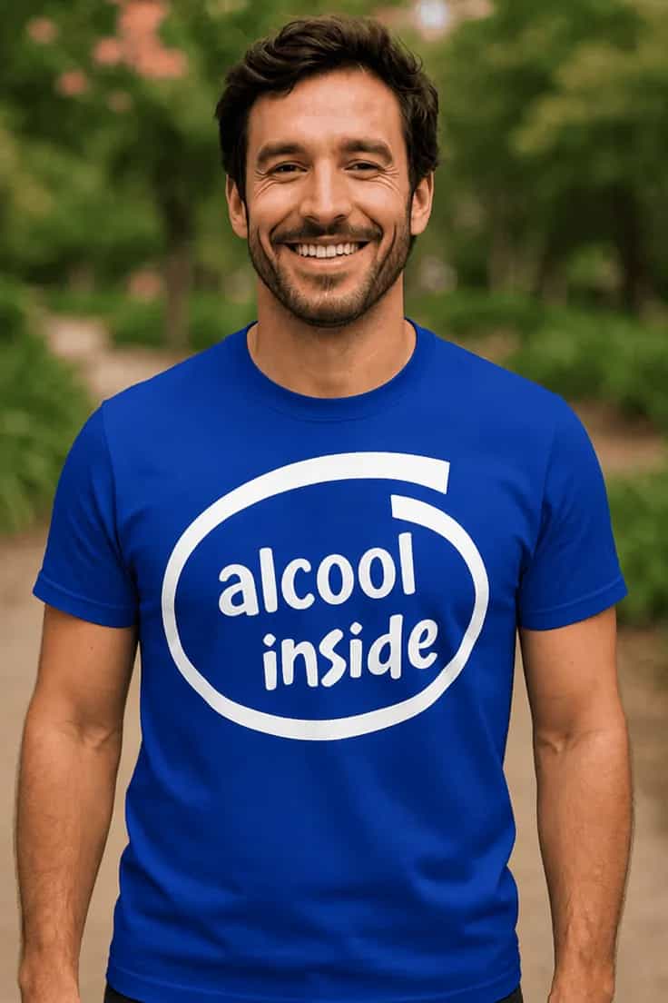 Tricou amuzant Alcool inside alcool inside