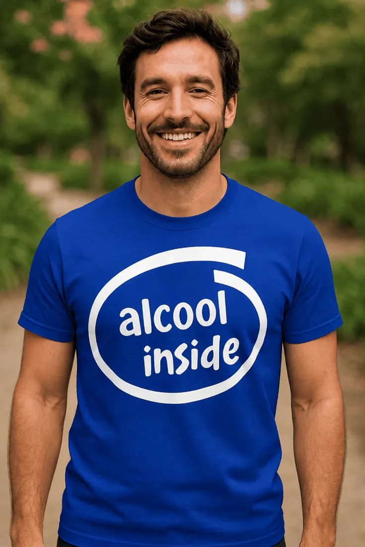 Tricou amuzant Alcool inside alcool inside