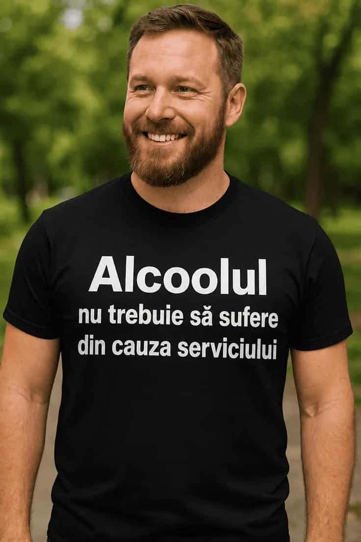 Tricou amuzant Alcoolul nu suferă pentru serviciu