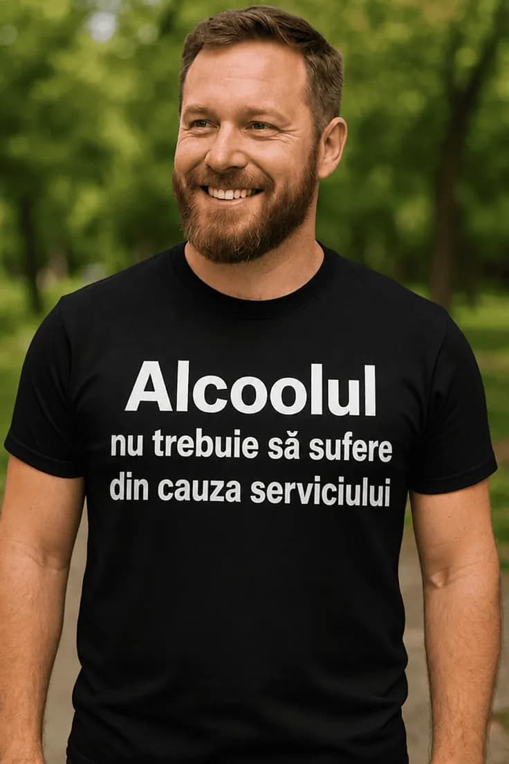 Tricou amuzant Alcoolul nu suferă pentru serviciu