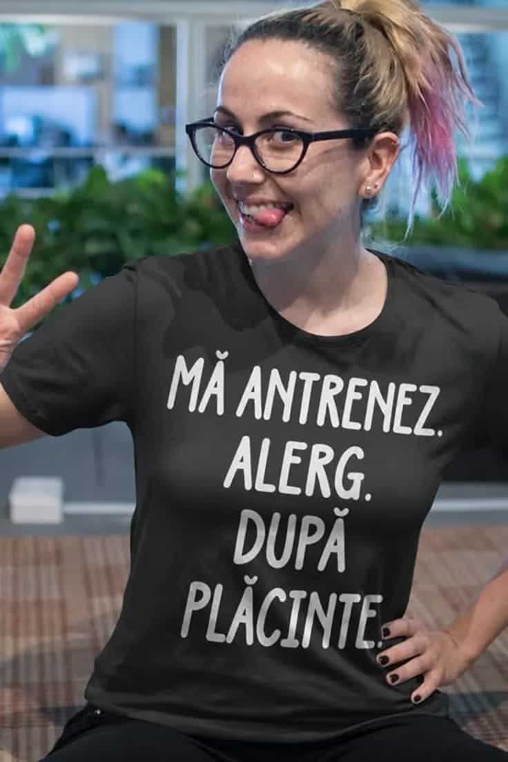 Tricou amuzant Alerg după plăcinte – MĂ ANTRENEZ.
