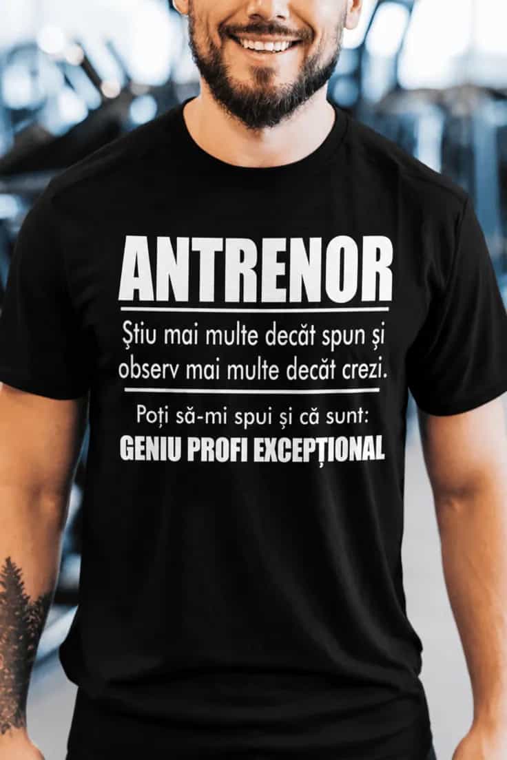 Tricou amuzant antrenor geniu profi - ANTRENOR