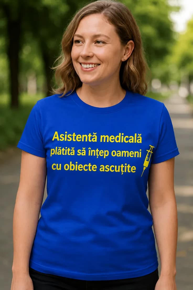 Tricou amuzant Asistentă medicală înțeapă oameni