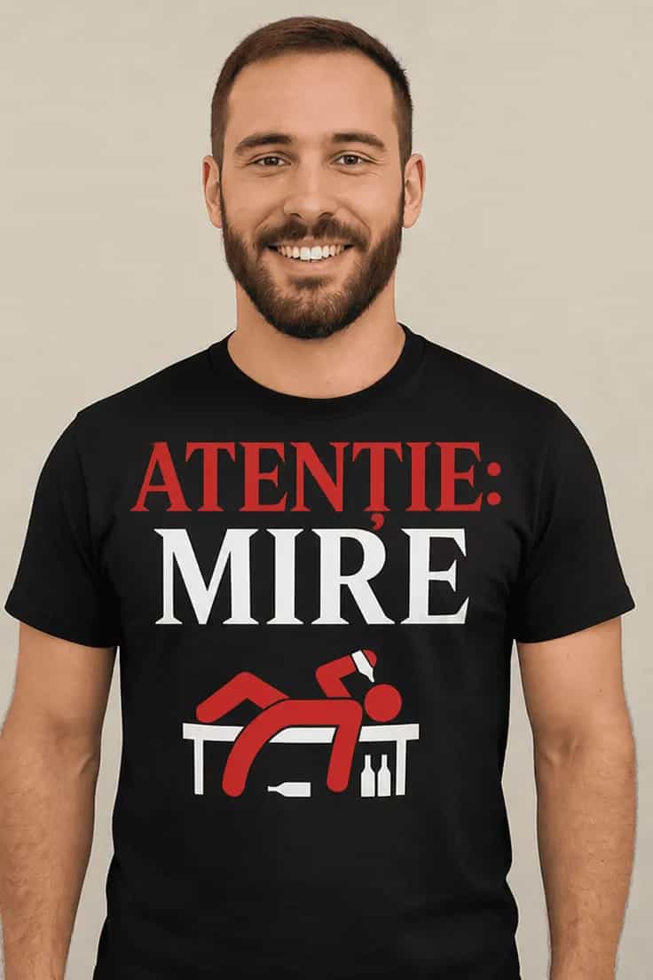 Tricou amuzant Atenție mire – ATENȚIE: MIRE