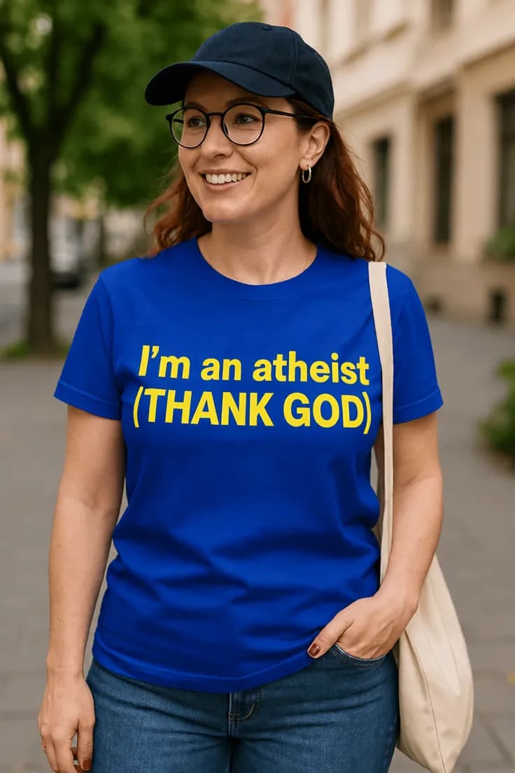 Tricou amuzant Ateu mulțumesc Doamne - I'm an atheist