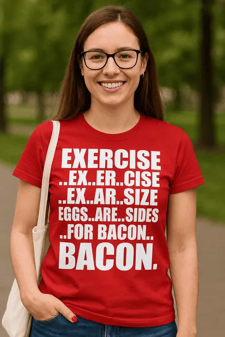 Tricou amuzant Bacon - EXERCISE ..EX..ER..CISE