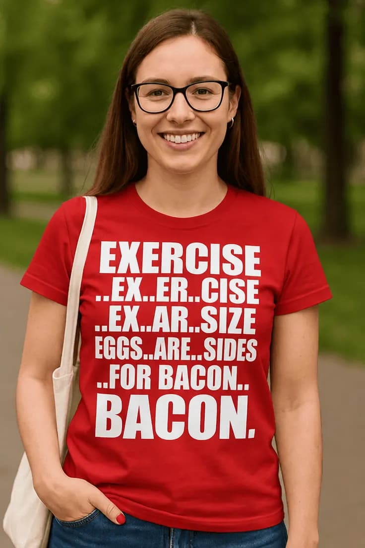 Tricou amuzant Bacon - EXERCISE ..EX..ER..CISE