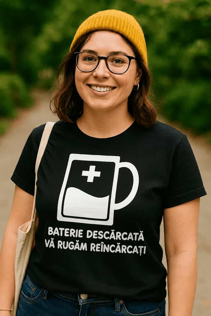 Tricou amuzant Baterie descărcată reîncărcați
