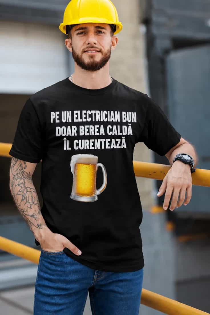 Tricou amuzant bere caldă electrician – PE UN ELECTR