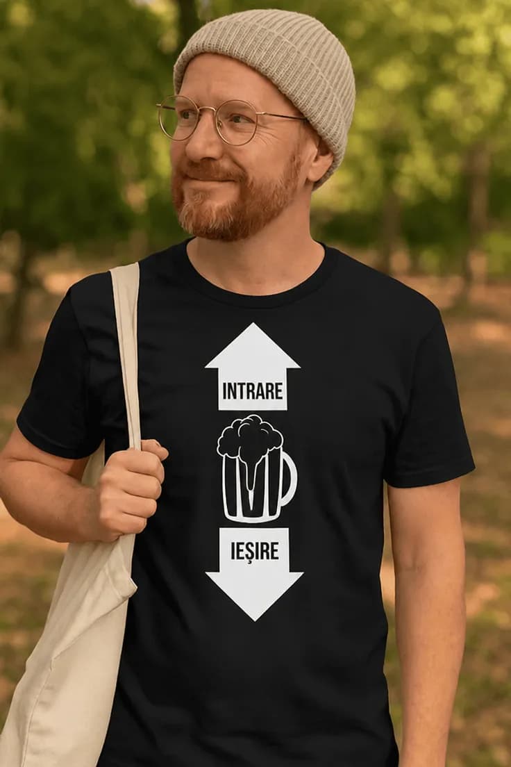 Tricou amuzant Bere intrare ieșire INTRARE IEȘIRE