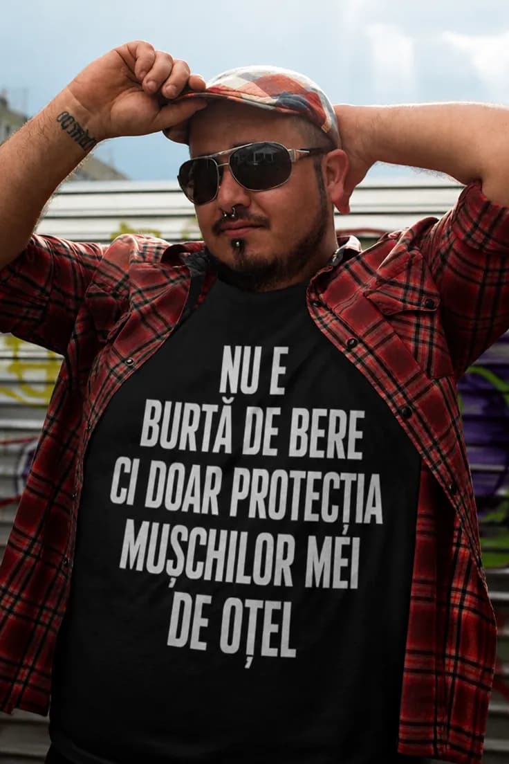 Tricou amuzant Burtă de bere – NU E BURTĂ DE BERE