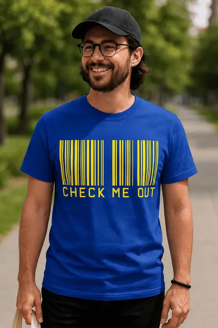 Tricou amuzant Check me out cod de bare CHECK ME OUT