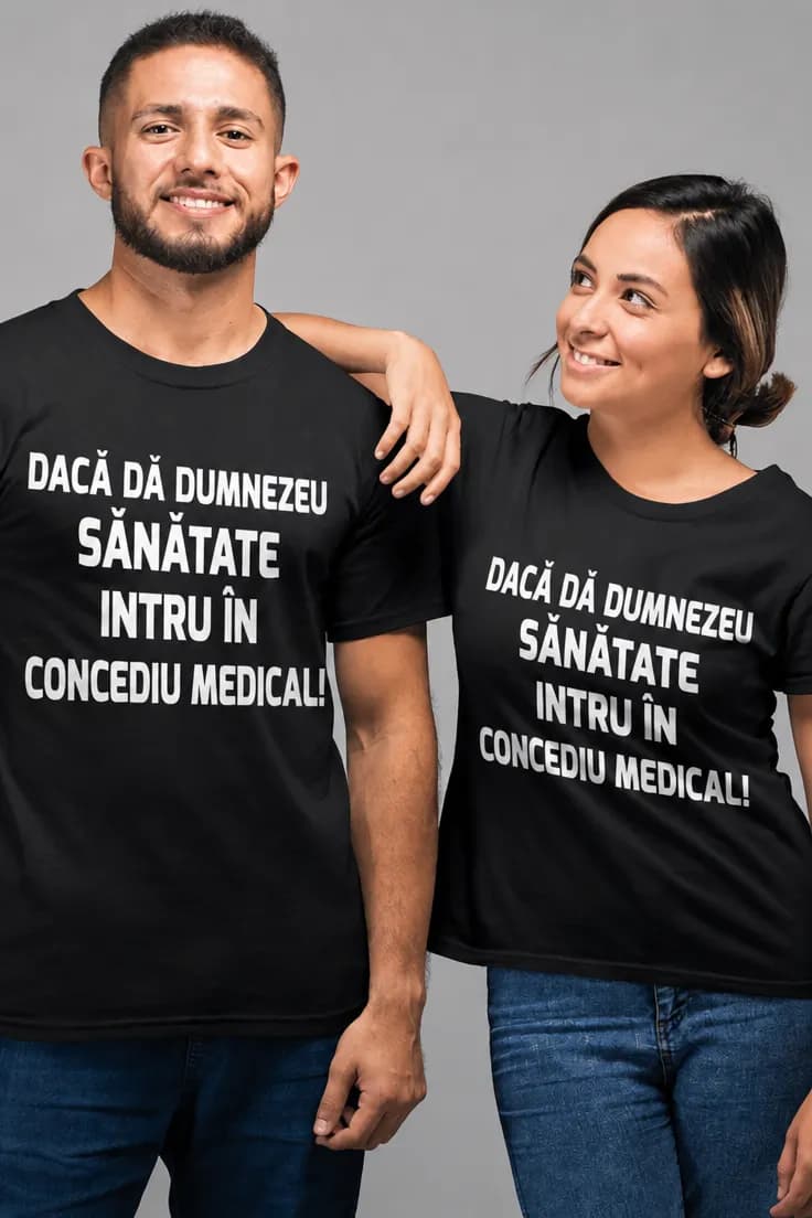 Tricou amuzant Concediu medical cu noroc