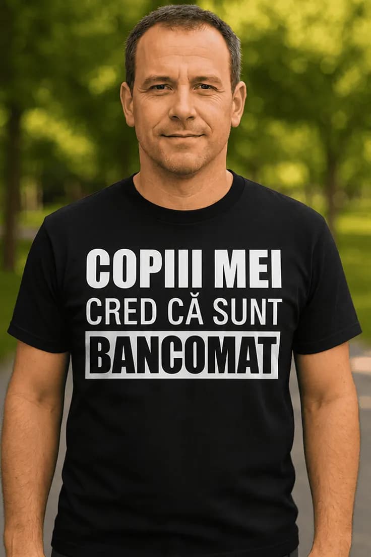 Tricou amuzant Copiii cred că sunt bancomat