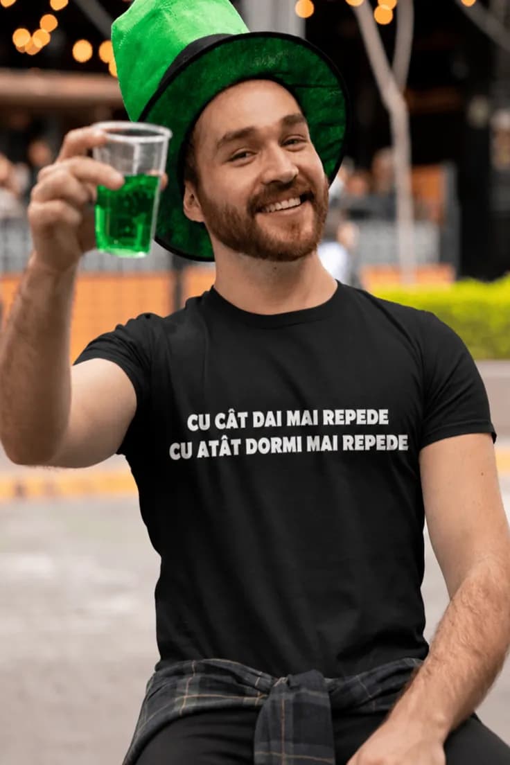 Tricou amuzant Cu cât dai mai repede