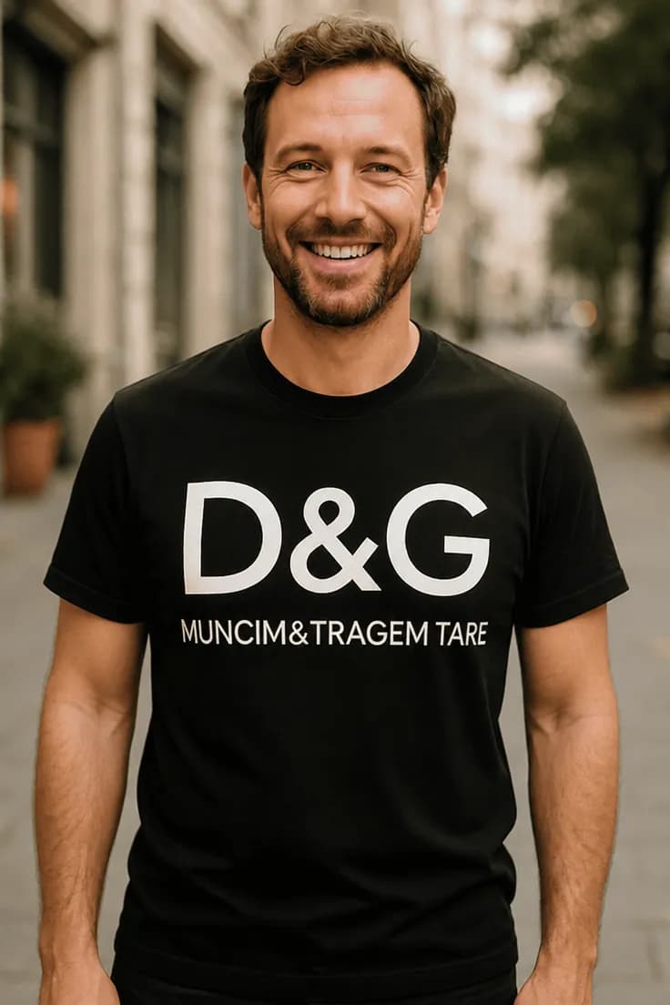 Tricou amuzant D și G muncim tare - D&G MUNCIM&TRAGEM TARE