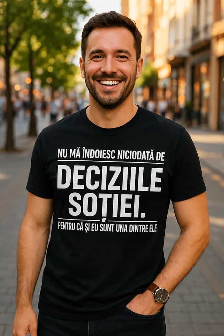 Tricou amuzant Deciziile soției – NU MĂ ÎNDOIESC
