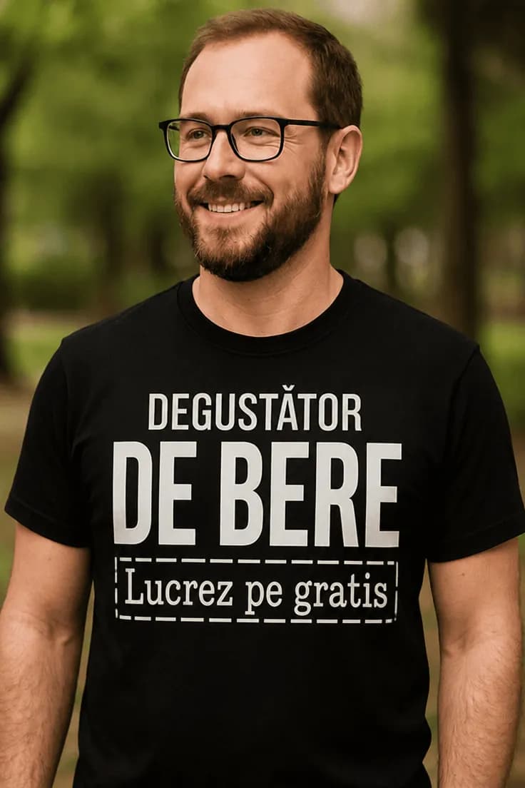 Tricou amuzant Degustător de bere | Lucrez pe gratis