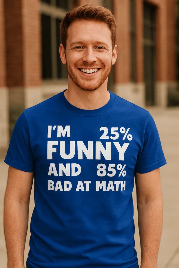 Tricou amuzant Dezastru la matematică - I'M 25% FUNNY