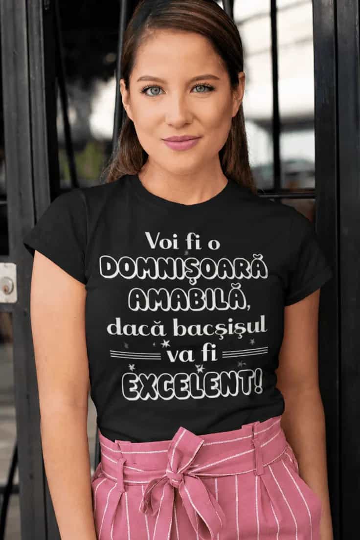 Tricou amuzant Domnișoară amabilă pentru bacșiș