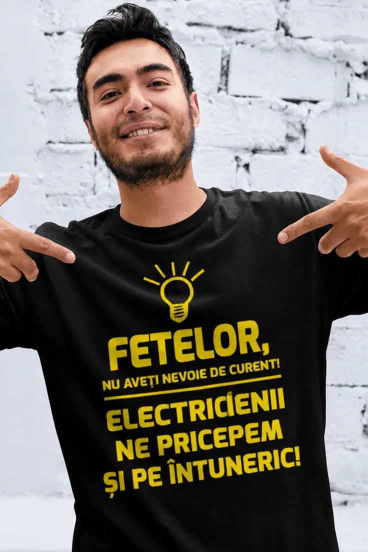 Tricou amuzant Electricieni pe întuneric