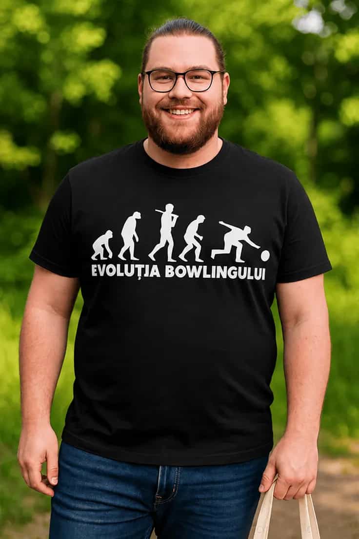 Tricou amuzant Evoluția bowlingului – EVOLUȚIA BOWLINGULUI